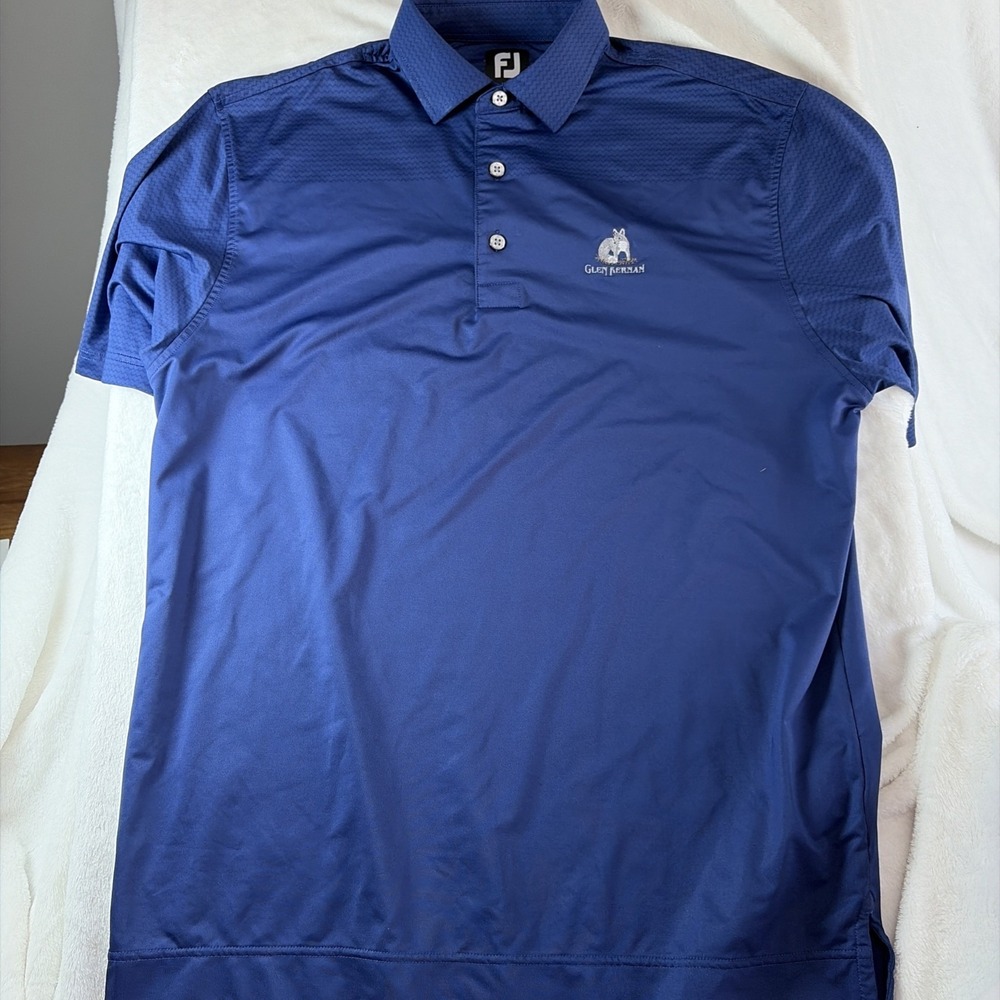 FootJoy Men's XL Blue Golf Shirt‎ with Glen Kernan Logo Embroidered Short Sleeve